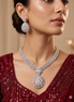 Zulekha Ivory Dewdrop Diamond Set – ivory white American Diamond necklace and earring set