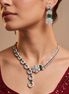 Zulekha Jademist Diamond Set – jade green American Diamond necklace and earring set