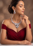 Zulekha Midnight Petal Diamond Set – black American Diamond necklace and earring set