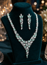 Zulekha Moonleaf Dew Diamond Set – American Diamond necklace and earring set with leaf motifs