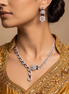Zulekha Moonmist Diamond Set – silver white American Diamond necklace and earring set