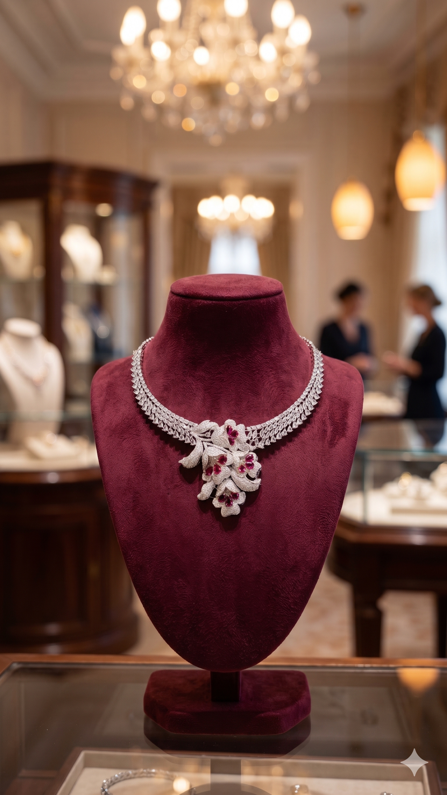 Zulekha Rose Petal Diamond Set – rose pink American Diamond necklace and earring set