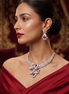 Zulekha Rose Petal Diamond Set – rose pink American Diamond necklace and earring set