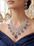 Zulekha Sapphire Aura Diamond Set – sapphire blue American Diamond necklace and earring set