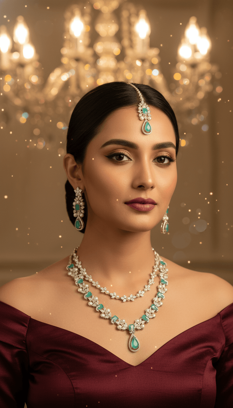 Zulekha Mint Serenity Pearl Necklace Set