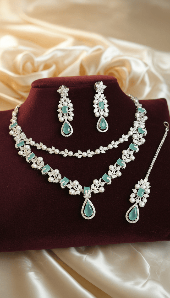 Zulekha Mint Serenity Pearl Necklace Set