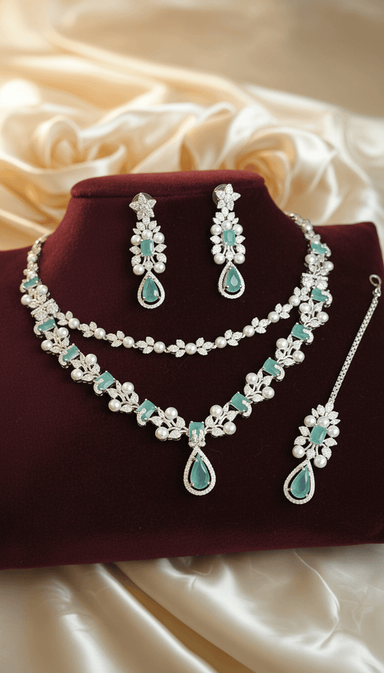 Zulekha Mint Serenity Pearl Necklace Set