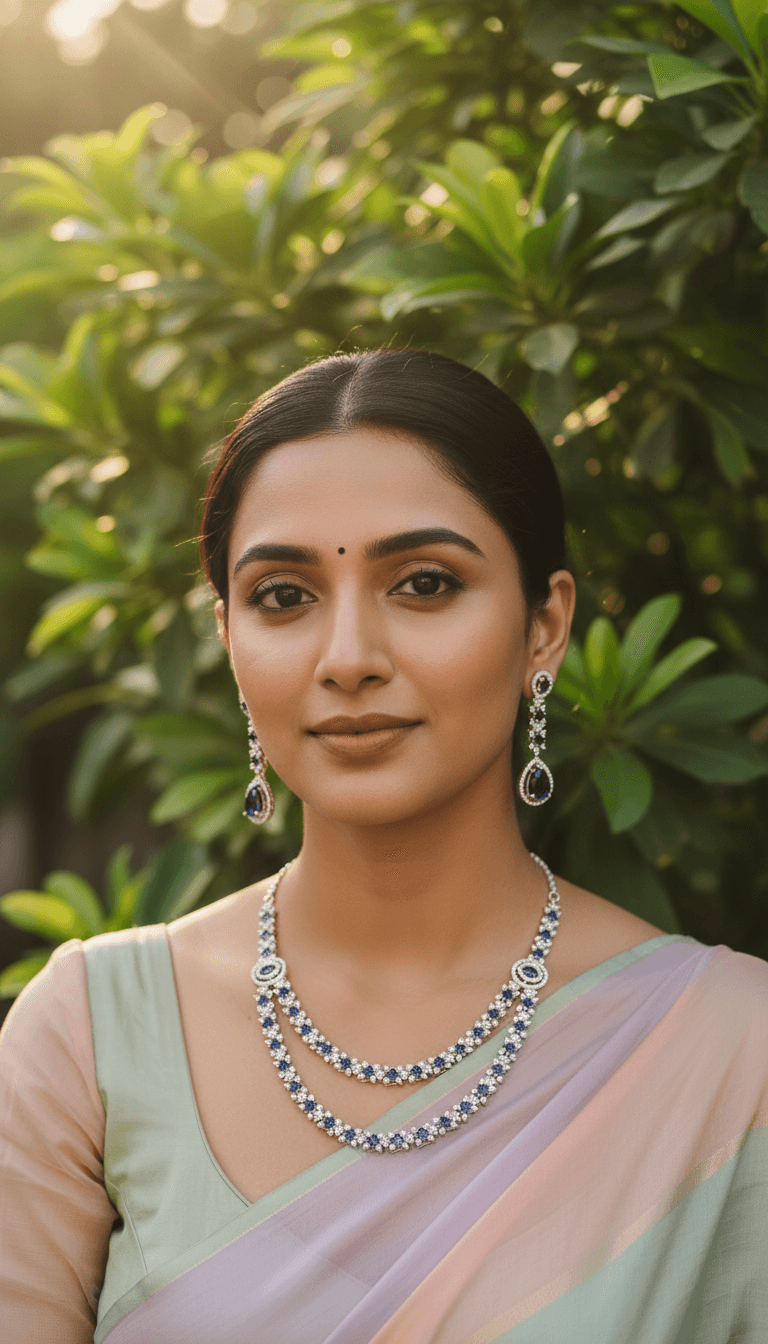 Zulekha Elysian Sapphire AD Necklace Set