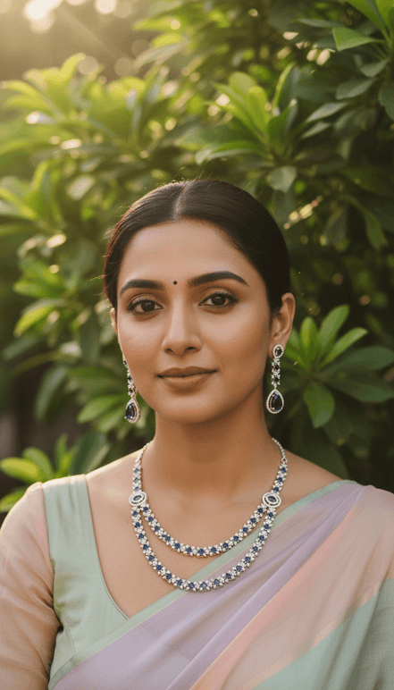 Zulekha Elysian Sapphire AD Necklace Set