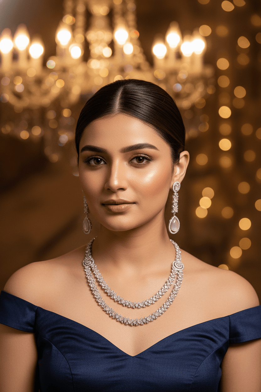 Zulekha Elysian Blush AD Necklace Set