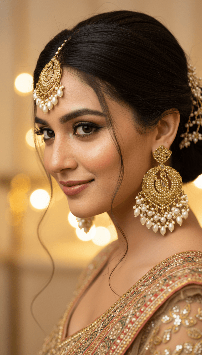 Zulekha Peacock Glow Kundan Maangtika & Jhumka Set