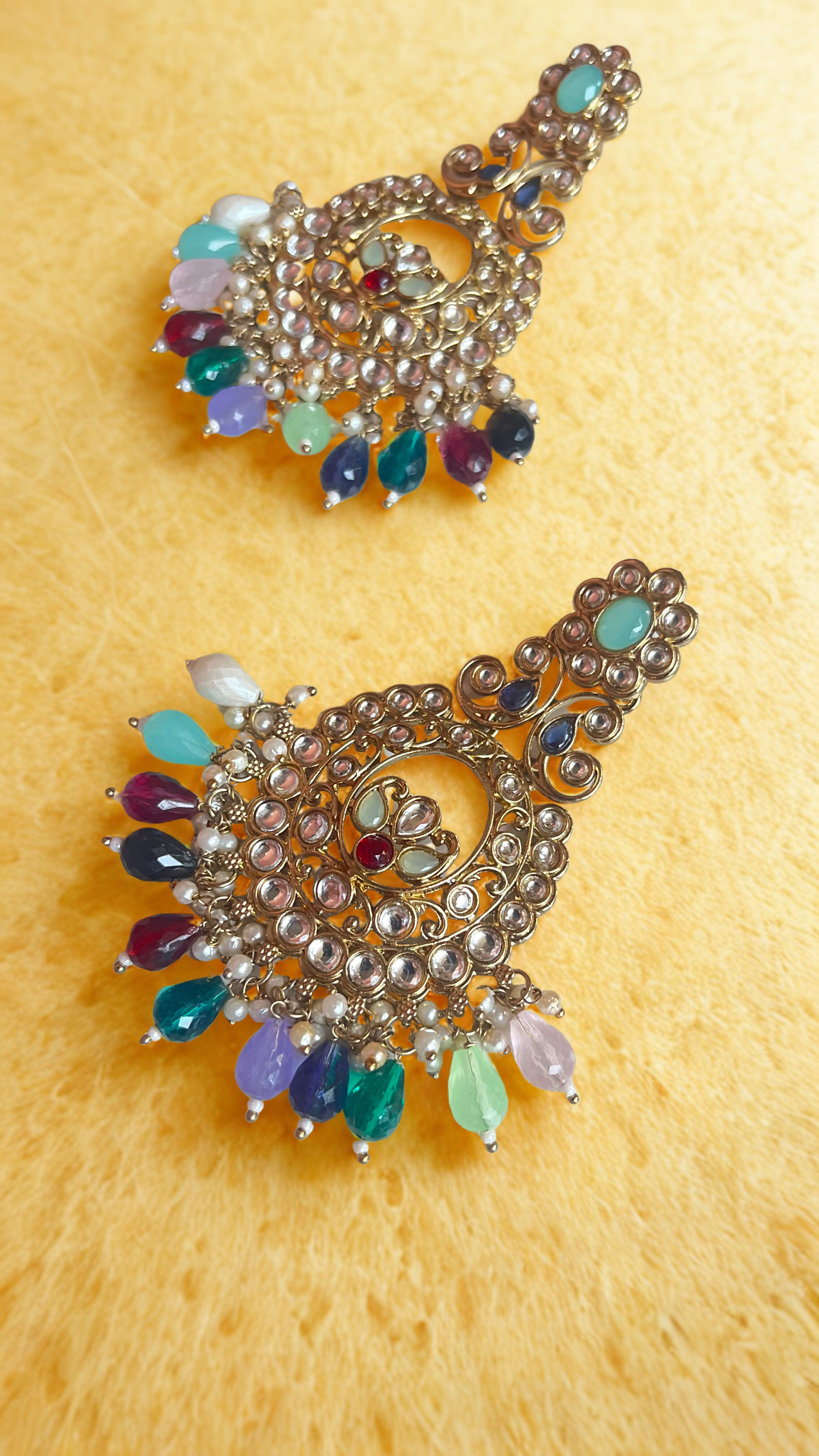 Zulekha Royal Aura Multicolor Polki Chandbali Earrings