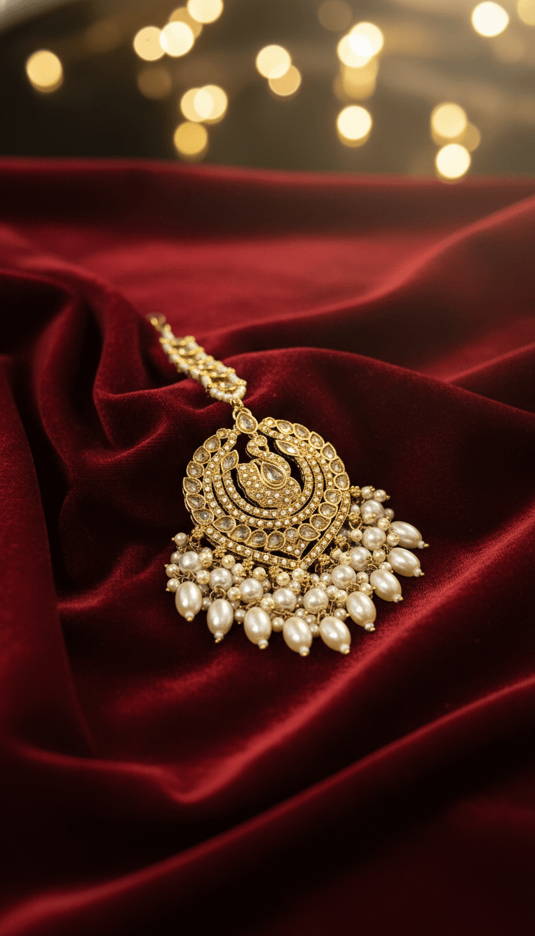 Zulekha Peacock Glow Kundan Maangtika & Jhumka Set
