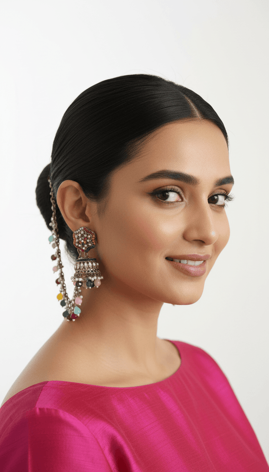 Zulekha Rang Bahaar Meenakari Bahubali Jhumka