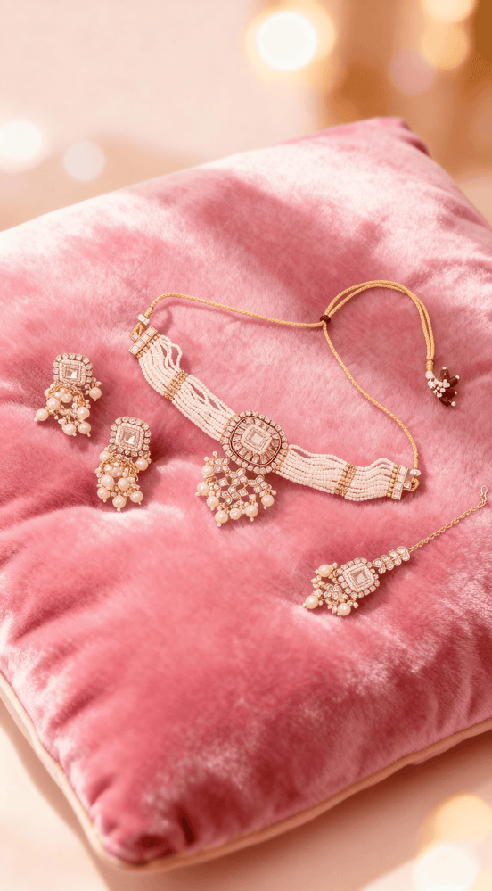 Zulekha Rajwada Shahi Pearl Kundan Choker Set