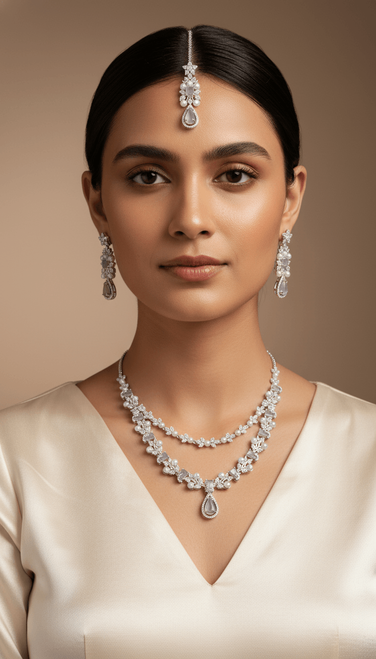 Zulekha Blush Elegance Pearl Necklace Set