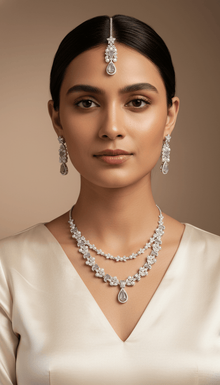 Zulekha Blush Elegance Pearl Necklace Set