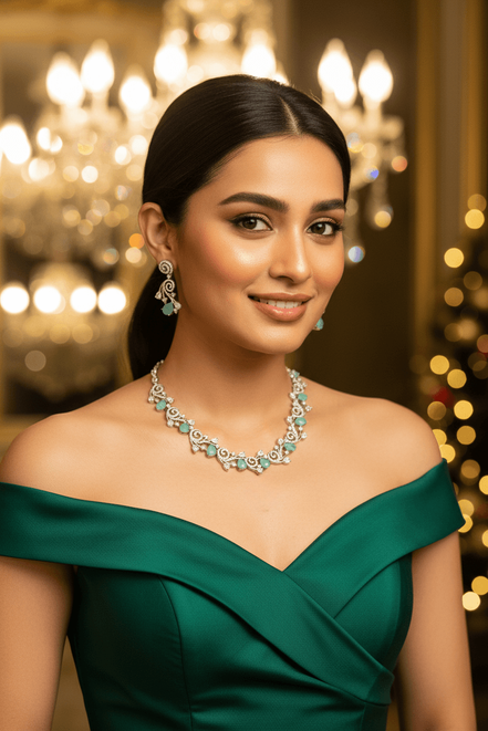 Zulekha Emerald Bloom Jewelry Set