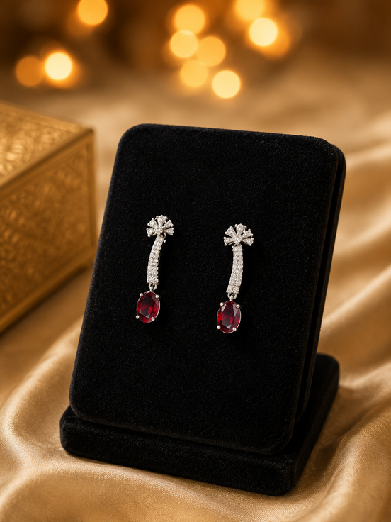 Zulekha Garnet Drop Diamond Set