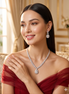 Zulekha Moon Halo Diamond Set – silver white American Diamond necklace and earring set