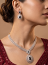 Zulekha Noir Dewdrop Diamond Set – black American Diamond necklace and earring set