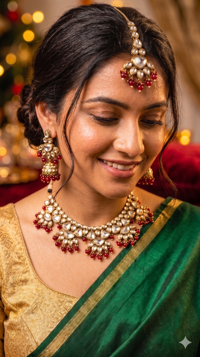 Zulekha Rakta Prabha Necklace Set – red necklace and earring set