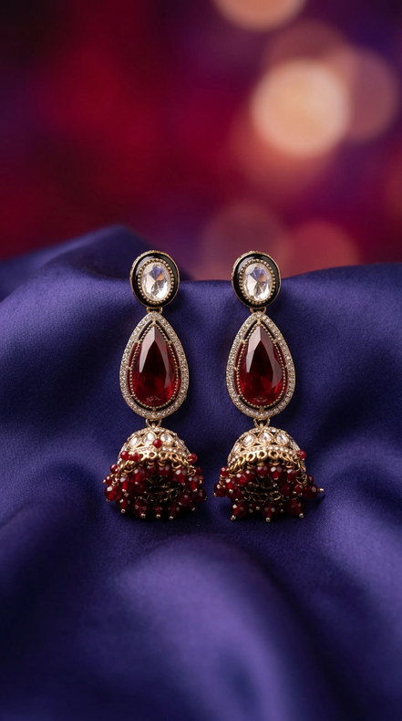 Zulekha Raktima Ratna Jhalar Bridal Set – red jhalar bridal necklace set