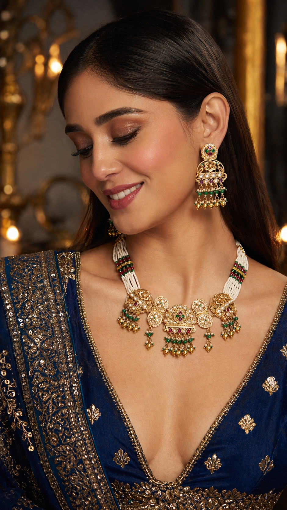 Zulekha Ratn Alankara Set – kundan bridal necklace set