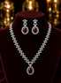 Zulekha Ruby Halo Diamond Set – red ruby American Diamond necklace and earring set