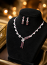 Zulekha Ruby Vine Diamond Set – red American Diamond necklace and earring set