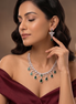 Zulekha Viridian Lace Diamond Set – green American Diamond necklace and earring set
